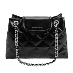 Túi Đeo Vai Nữ Charles & Keith CNK Large Apfra Quilted Shoulder Bag CK2-90151676_NOIR_M Màu Đen