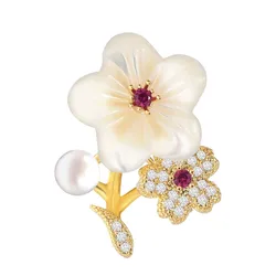 Cài Áo Nữ Meri Ruby Blossom BR652 Màu Vàng/Trắng