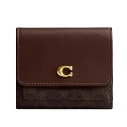 Ví Nữ Coach Mila Small Flap Wallet In Signature Canvas CAT56 Màu Nâu Đậm