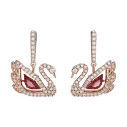 Khuyên Tai Nữ Swarovski Dancing Swan Pierced Earrings Rose Gold/Red 5614124 Màu Vàng Hồng