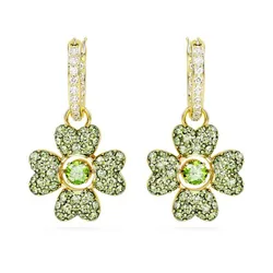 Khuyên Tai Nữ Swarovski Idyllia Drop Earrings Clover, Green, Gold-tone 5670664 Màu Xanh Vàng