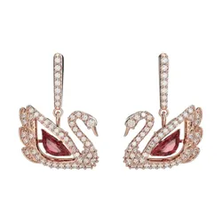 Khuyên Tai Nữ Swarovski Dancing Swan Pierced Earrings Rose Gold/Red 5614124 Màu Vàng Hồng