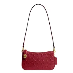 Túi Đeo Vai Nữ Coach Penn Shoulder Bag Small Red Glossy Signature Leather CCC46 Màu Đỏ Cherry