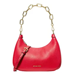 Túi Đeo Chéo Nữ Michael Kors MK Cora Large Pebbled Leather Chain-Link Crossbody Bag 35S2G4CW3L Màu Đỏ