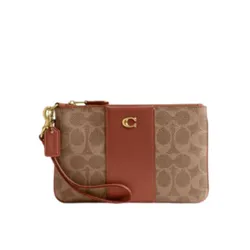 Ví Nữ Michael Kors MK Small Wristlet In Signature Canvas Màu Nâu