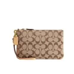 Ví Nữ Michael Kors MK Signature Jacquard Essential Small Wristlet CER36 Màu Beige