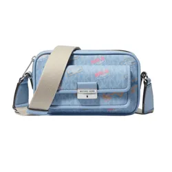 Túi Đeo Chéo Nữ Michael Kors MK Bradshaw Extra-Small Embellished Signature Logo Camera Crossbody Bag 35T5S2BC0I Màu Xanh Baby