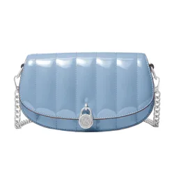 Túi Đeo Chéo Nữ Michael Kors MK Mila Small Patent Convertible Crossbody Bag 35T5SIMC5A Màu Xanh Pastel