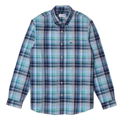 Áo Sơ Mi Nam Lacoste Regular Fit Large Checked Stretch Cotton CH9041 - 51W Màu Xanh Kẻ Size 42