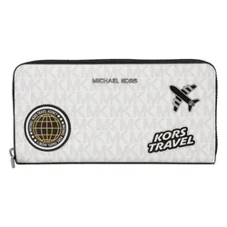 Ví Nữ Michael Kors MK&nbsp;Cooper Embellished Logo Zip-Around Wallet 36R5LCOZ3B Màu Trắng Họa Tiết