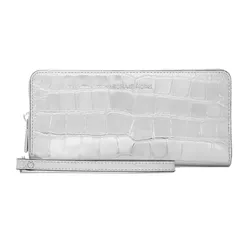 Ví Nữ Michael Kors MK Jet Set Travel Metallic Crocodile Embossed Leather Continental Wallet 32F4SJ6T3O Màu Bạc