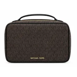Túi Xách Tay Nữ Michael Kors MK Jet Set Travel Signature Logo Màu Nâu