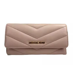 Ví Nữ Michael Kors MK Quilted Leather Wallet Jet Set Style Màu Hồng Nhạt