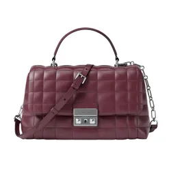Túi Đeo Chéo Nữ Michael Kors MK Tribeca Medium Quilted Leather Satchel 30F5S2RS2L Màu Đỏ Thẫm