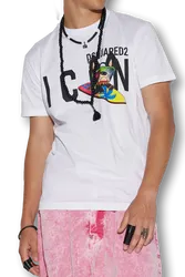 Áo Phông Nam DSquared2 Icon S79GC0064 Màu Trắng Họa Tiết