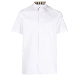 Áo Sơ Mi Cộc Tay Nam Burberry Slim Fit Stretch Cotton Shirt 8079594 Màu Trắng Size XS