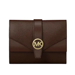 Ví Nữ Michael Kors MK Greenwich Medium Saffiano Leather Trifold Wallet 35S5GGRE6L Màu Nâu