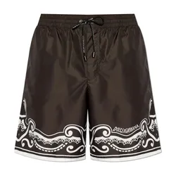 Quần Short Nam Dolce & Gabbana D&G Bandanna Printed Mid-Length Swim Trunks M4A13TFIM5K Màu Nâu Đen Size XS
