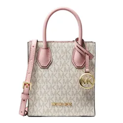 Túi Xách Nữ Michael Kors MK Mercer Extra-Small Logo And Leather Crossbody Bag 35T1GM9C0I Màu Hồng/Trắng (Không Seal)