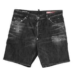 Quần Short Nam Dsquared2 Belt-Loop Distressed Màu Xám Đen Size 44
