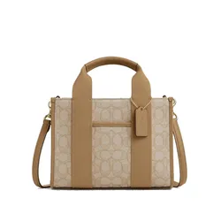 Túi Tote Nữ Coach Smith Tote Bag 24 In Signature Jacquard Màu Nâu Be