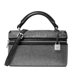 Túi Đeo Chéo Nữ Michael Kors MK Jana Extra-Small Embellished Suede Convertible Crossbody Bag 32F5SQ1C1U Black Màu Đen Trắng