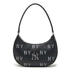 Túi Đeo Vai Nữ MLB Classic Mono Embossed Hobo Bag New York Yankees Black 3ABQM016N-50BKS Màu Đen