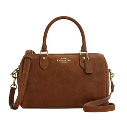 Túi Đeo Chéo Nữ Coach Rowan Satchel Bag CFP06 Suede/Gold/Warm Brown Màu Nâu