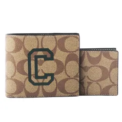 Set Ví Nam Coach 3in1 Wallet In Signature Canvas With Varsity Motif CF611 Brown/ Khaki Màu Be Nâu