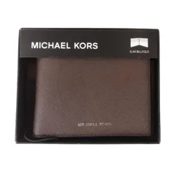 Ví Nam Michael Kors MK Slim Billfold Wallet Embossed Logo Màu Nâu