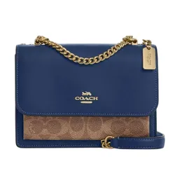 Túi Đeo Chéo Nữ Coach Mini Klare Crossbody Bag In Signature Canvas Deep Blue Tan CBR07 Màu Xanh Nâu