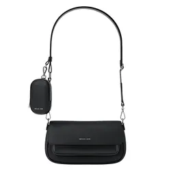 Túi Đeo Chéo Nữ Michael Kors MK Jet Set Travel Small Pebbled Leather Crossbody Bag With Pouch 35S6STVC0L Màu Đen