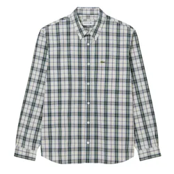 Áo Sơ Mi Dài Tay Nam Lacoste Regular Fit Poplin Plaid Shirt CH8507 - X0N Màu Xanh Nhạt Size 38