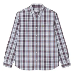 Áo Sơ Mi Dài Tay Nam Lacoste Regular Fit Poplin Plaid Shirt CH8507 - 6AX Màu Đỏ Kẻ Trắng Size 39