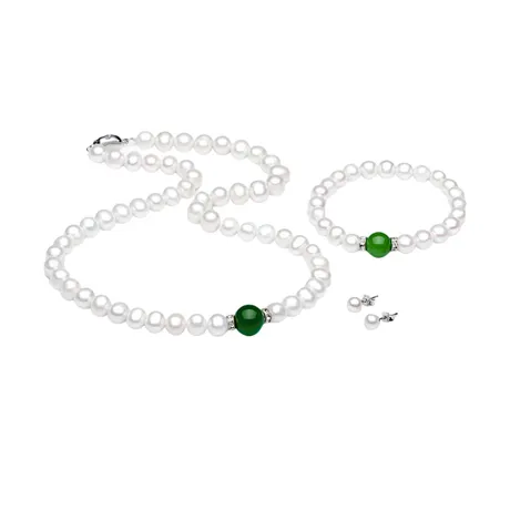 Kya Jewel — Set Dây Chuyền + Vòng Đeo Tay Nữ Kya Jewel Ngọc Trai Mã Não PS8-