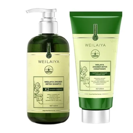 Weilaiya — Set Dầu Gội Và Xả Weilaiya Zingiber Detox Hỗ Trợ Mọc Tóc (420ml 