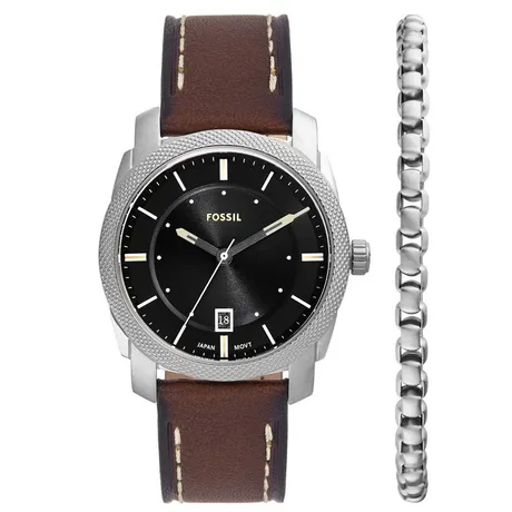 Fossil — Set Đồng Hồ Và Vòng Tay Nam Fossil Machine 42mm FS6081SET Màu Nâ