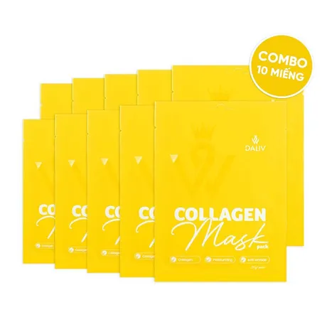 Daliv — Combo 10 Miếng Mặt Nạ Tinh Chất Collagen Dưỡng Ẩm, Mờ Nếp Nhăn D
