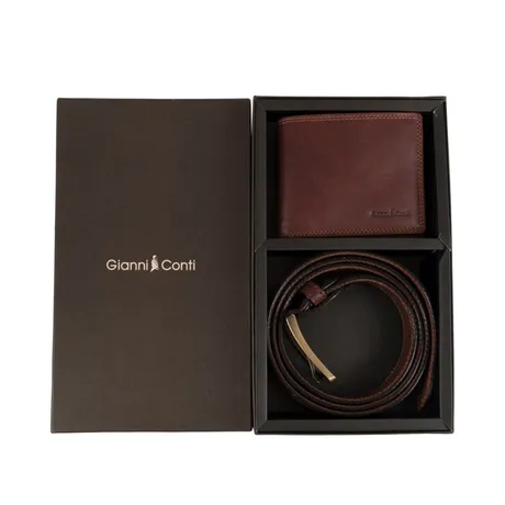 Gianni Conti — Set Ví Và Thắt Lưng Nam Gianni Conti 919969-28 Màu Nâu Đậm