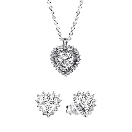 Pandora — Set Dây Chuyền Và Khuyên Tai Pandora Love Station Necklace and E