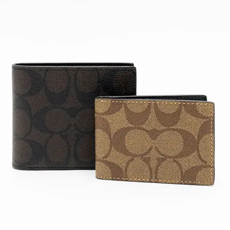 Coach — Set Ví Đôi Nam Coach 3 In 1 Wallet In Blocked Signature Canvas C
