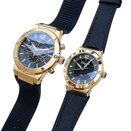 Salvatore Ferragamo — Set Đồng Hồ Salvatore Ferragamo F80 Diamond 44mm /33mm Màu Vàng 
