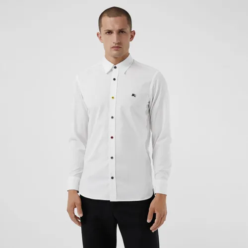 Áo Sơ Mi Burberry Contrast Button Stretch Cotton Shirt