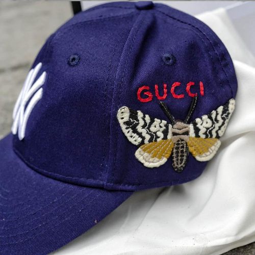 Mũ Gucci Baseball With Ny Yankees With Patch Cap Blue-3