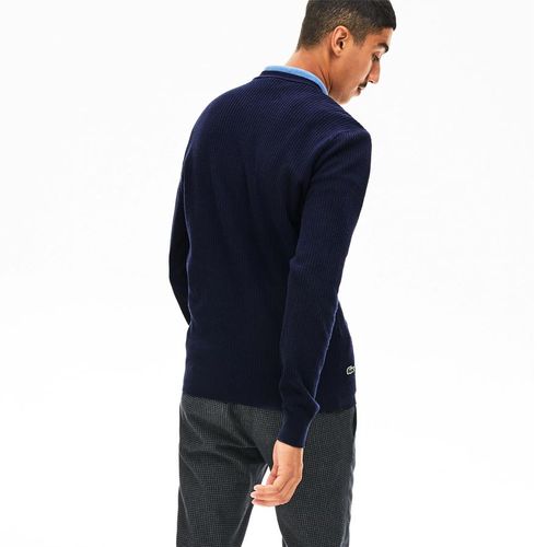 Áo Lacoste Men's Crewneck Embroidered Cotton Blend Sweater Navy Blue-3