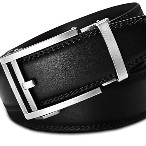 Thắt lưng Men's Holeless Leather Ratchet Click Belt - Trim to Perfect Fit Black