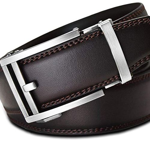 Thắt lưng Men's Holeless Leather Ratchet Click Belt - Trim to Perfect Fit Brown
