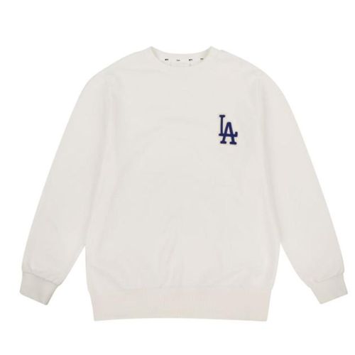 Áo Nỉ Sweater MLB LA Dodgers Chain Embroidery Comfort Sweatshirt In White Màu Trắng