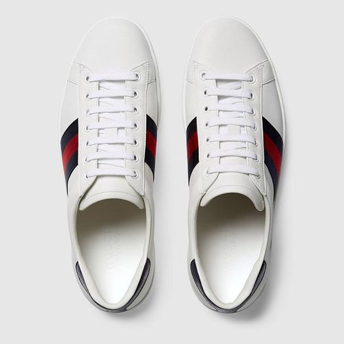 Giày Sneaker Gucci Men's Ace Leather Màu Trắng Size 40-4
