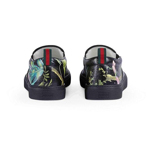 Giày Gucci Men's Shanghai Tropical Print Slip-On Sneakers, Màu Đen-1